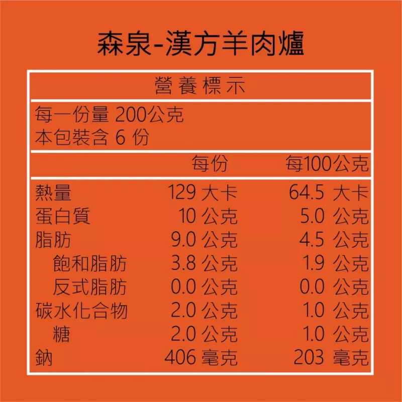 【森泉】(漢方)羊肉爐1200g