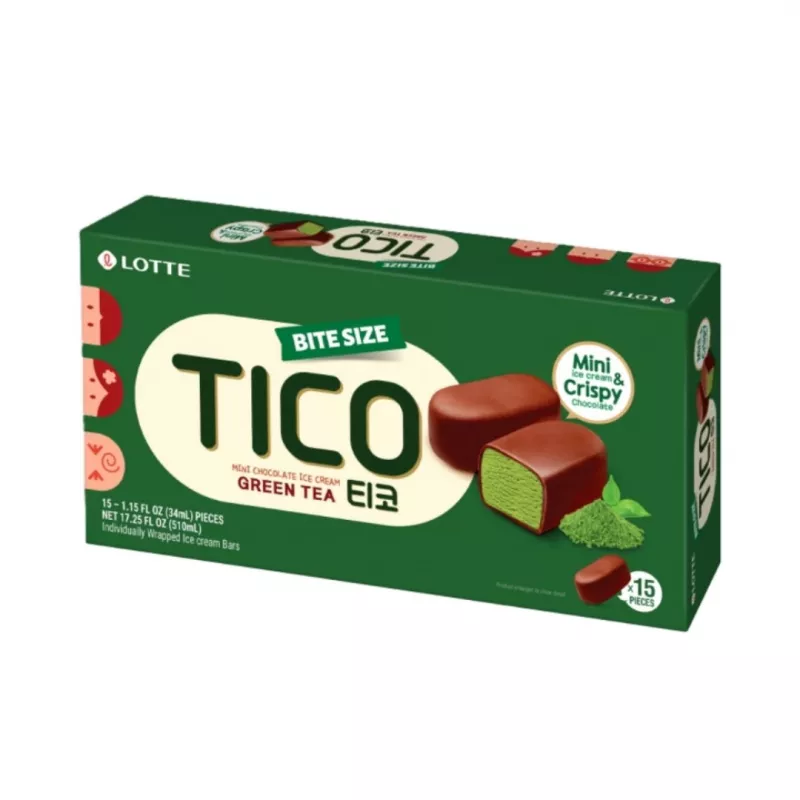 【LOTTE 】TICO 可可脆皮風味雪糕-抹茶(15顆/盒)